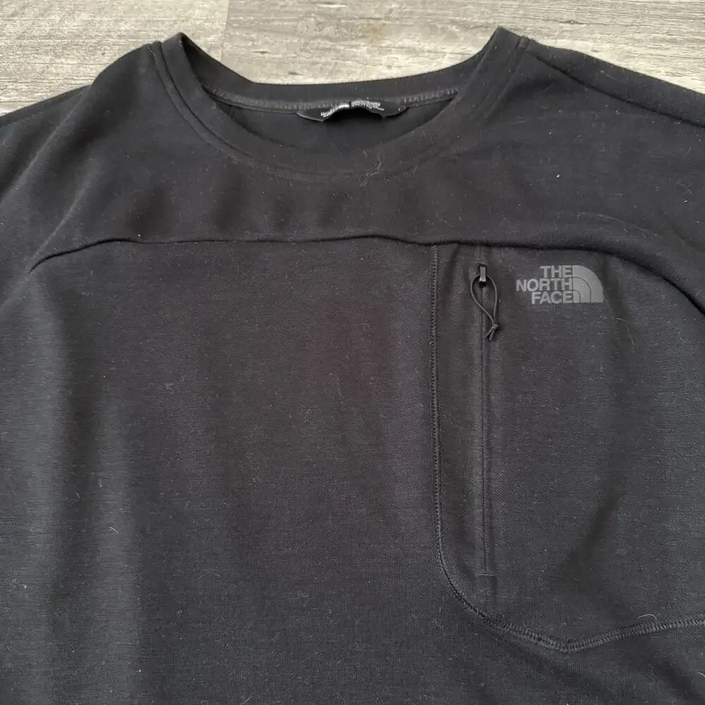 The North Face Sweatshirt Men XXL Black Crewneck Never Stop Exploring Zip Pocket